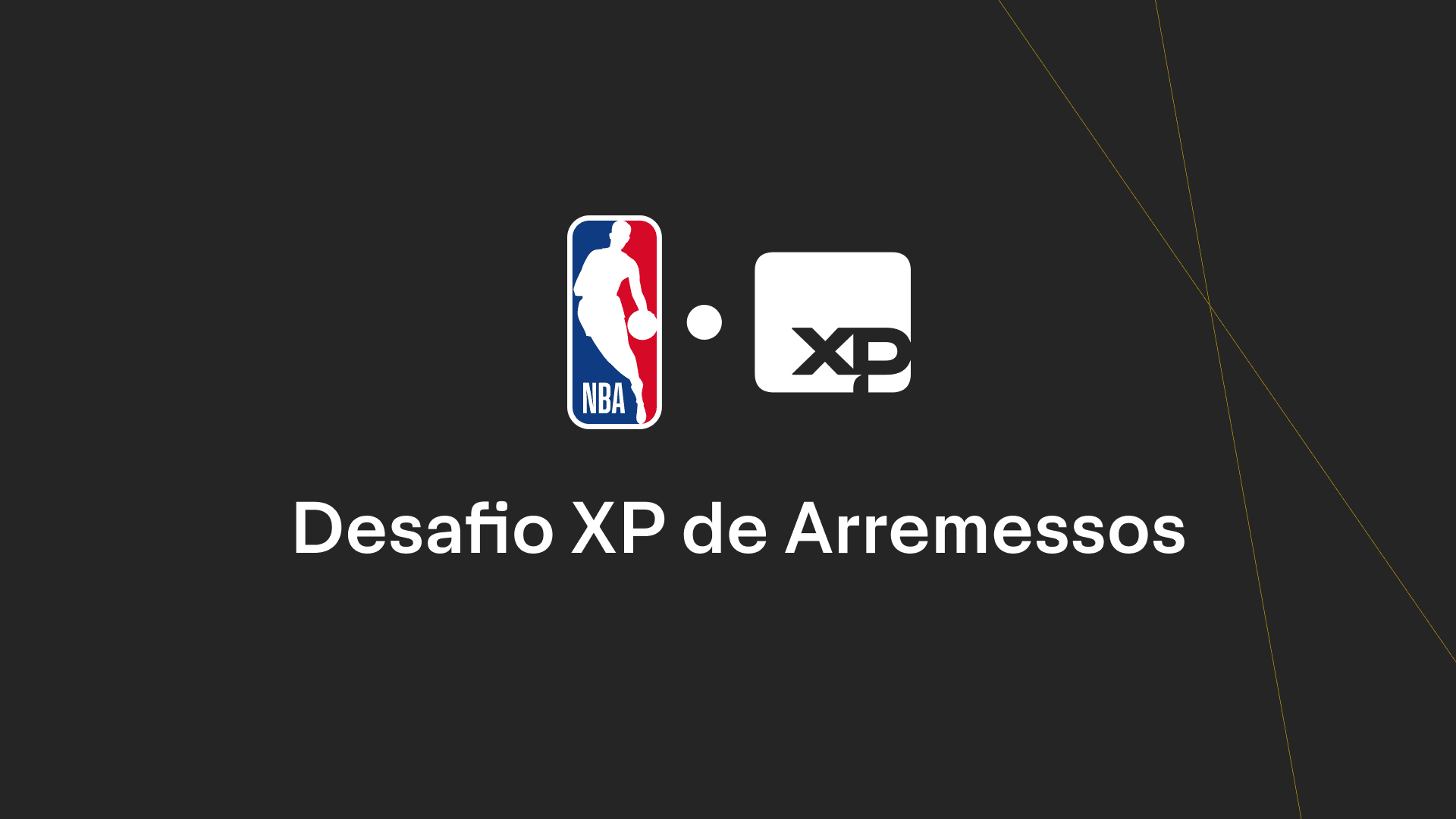 Logos da NBA e da XP lado a lado sobre fundo preto, com o título Desafio XP de Arremessos abaixo